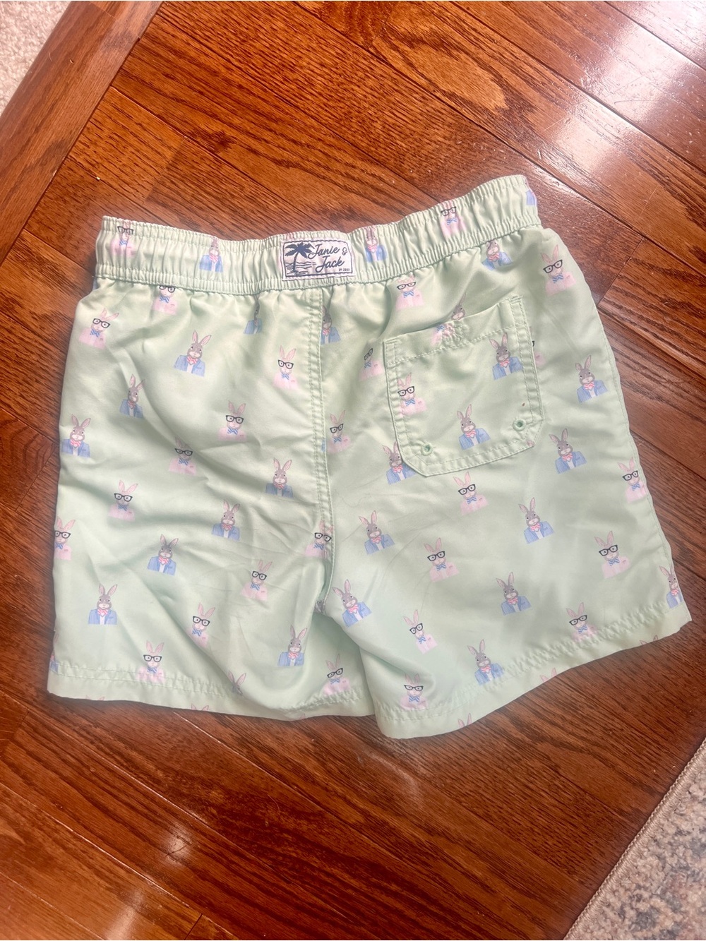 Janie and Jack Pastel Mint Bunny Swim Shorts